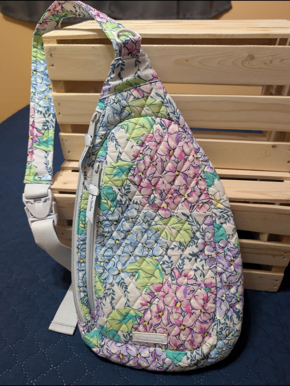 Vera Bradley Pastel Floral Quilted Crossbody Sling - Pink, Blue, Green